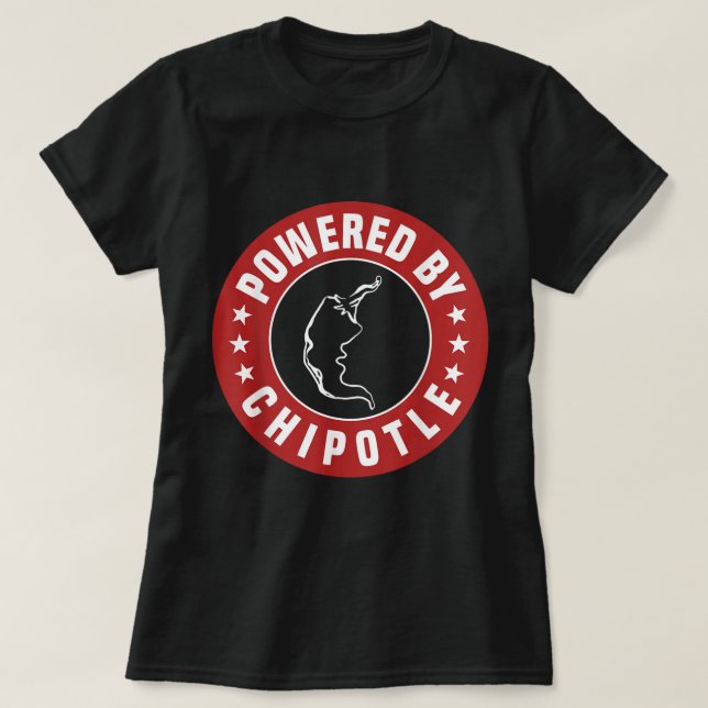 Funny Powered By Chipotle Design Chili Pepper  T-Shirt (Design Front)