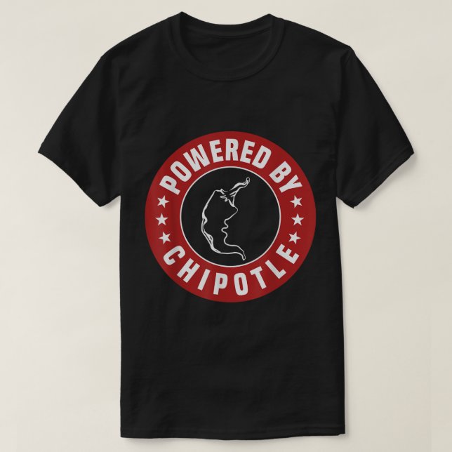 Funny Powered By Chipotle Design Chili Pepper  T-Shirt (Design Front)