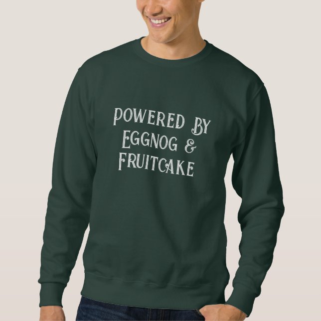 Funny Powered By Eggnog Christmas Men’s Sweater (Front)