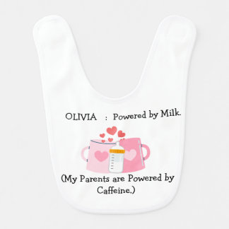 Funny Powered by Milk Custom Baby Name Bib