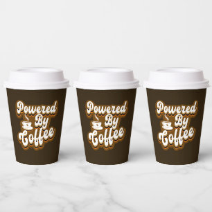 Funny powered coffee word art paper cups
