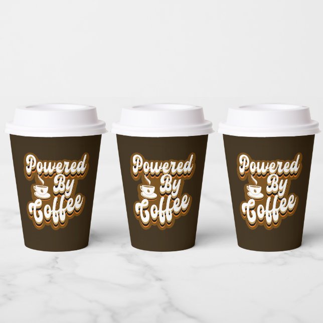 Funny powered coffee word art paper cups (Multi)