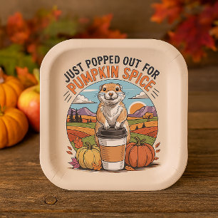 Funny Prairie Dog Fall Pumpkin Spice Humor Paper Plates