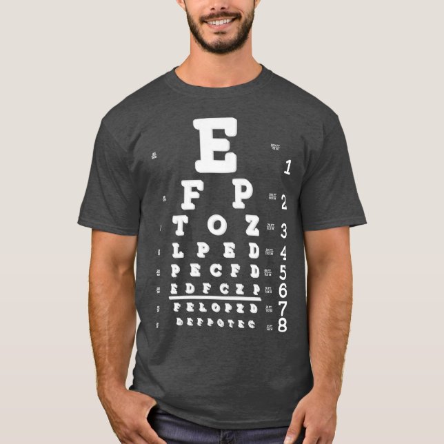 Funny Prank Blurry Eye Chart Exam T-Shirt (Front)