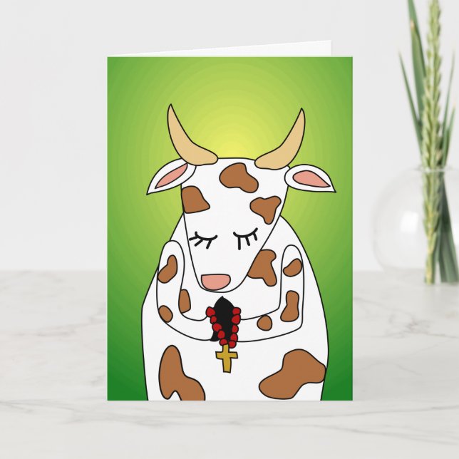 Funny Praying Holy Cow Old Age Humor Birthday Card (Front)