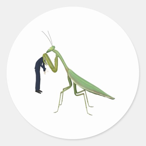 Funny Praying Mantis Eating head Off Human Classic Round Sticker