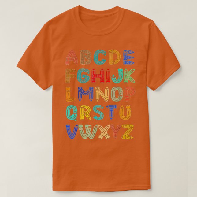 Funny Pre K Kindergarten Hi Alphabet Back To Schoo T-Shirt (Design Front)
