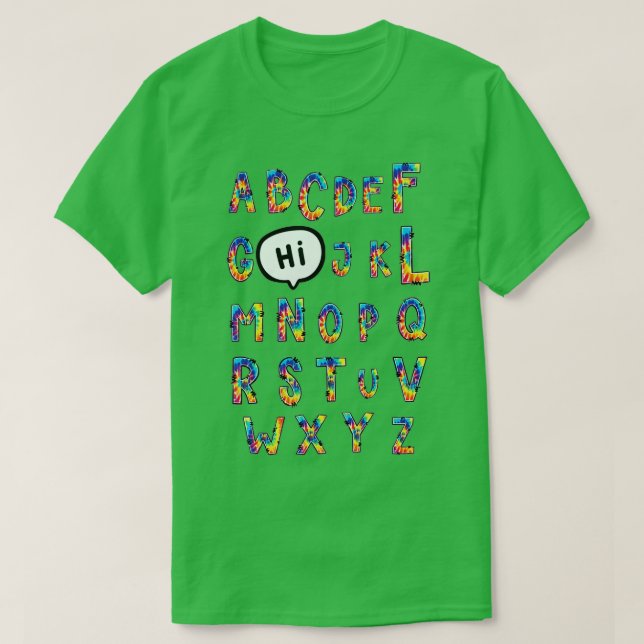 Funny Pre K Kindergarten Hi Alphabet Back To Schoo T-Shirt (Design Front)