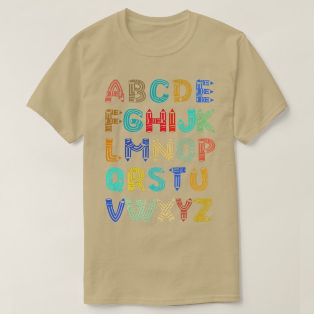 Funny Pre K Kindergarten Hi Alphabet Back To Schoo T-Shirt (Design Front)