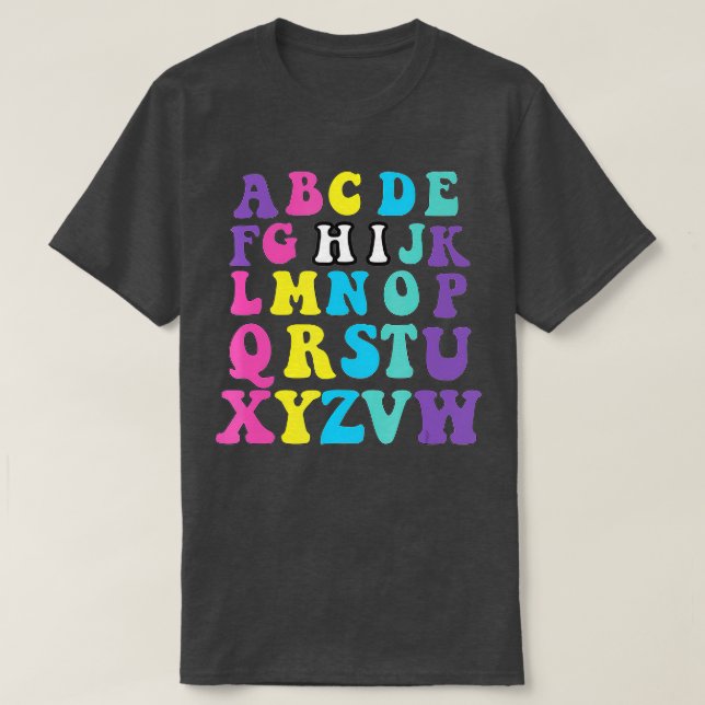 Funny Pre K Kindergarten Hi Alphabet Back To Schoo T-Shirt (Design Front)