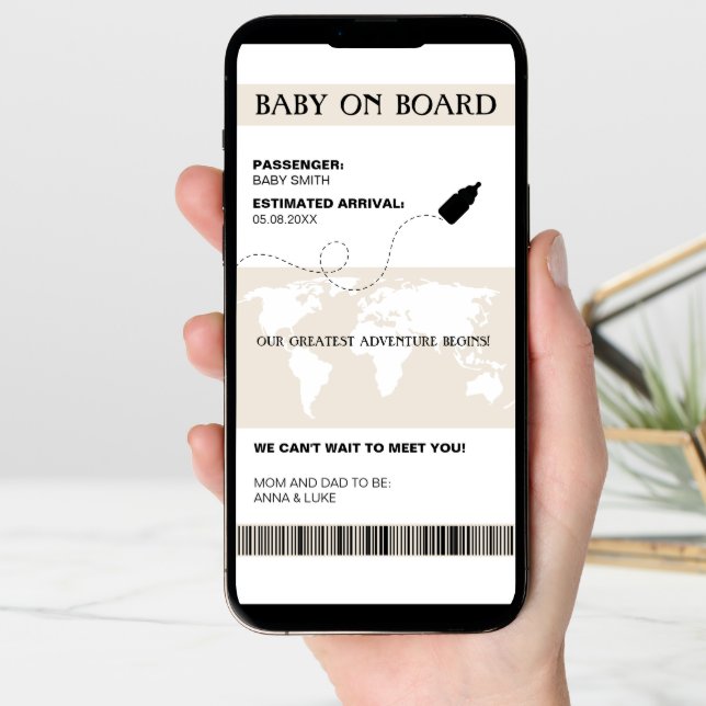 Funny Pregnancy Announcement Boarding Pass Style (Front Digital)