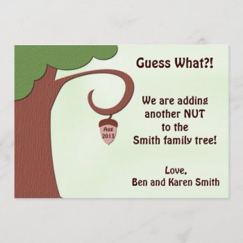 Funny Pregnancy Announcement Card - Nut To Tree by FuzzyFeeling at Zazzle