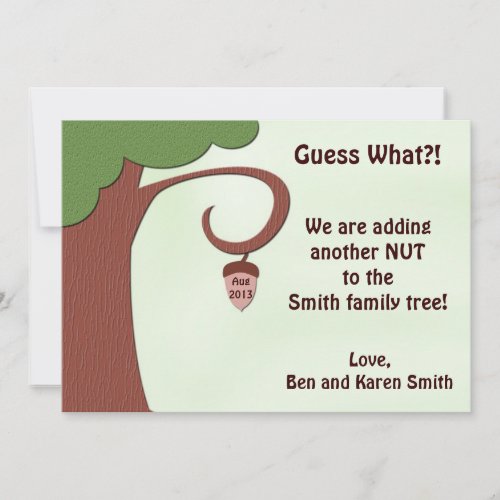 Funny Pregnancy Announcement Card - Nut to Tree