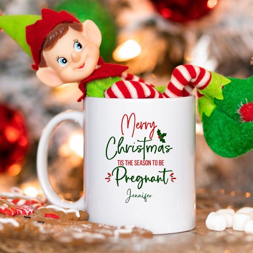 Funny Pregnancy Announcement Christmas    Coffee Mug