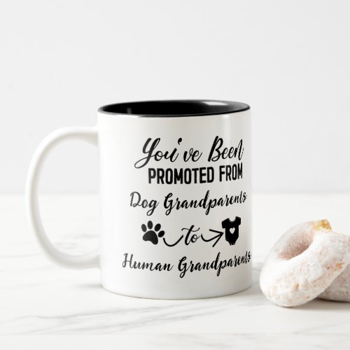 Funny Pregnancy Announcement for Dog Grandparents Two_Tone Coffee Mug