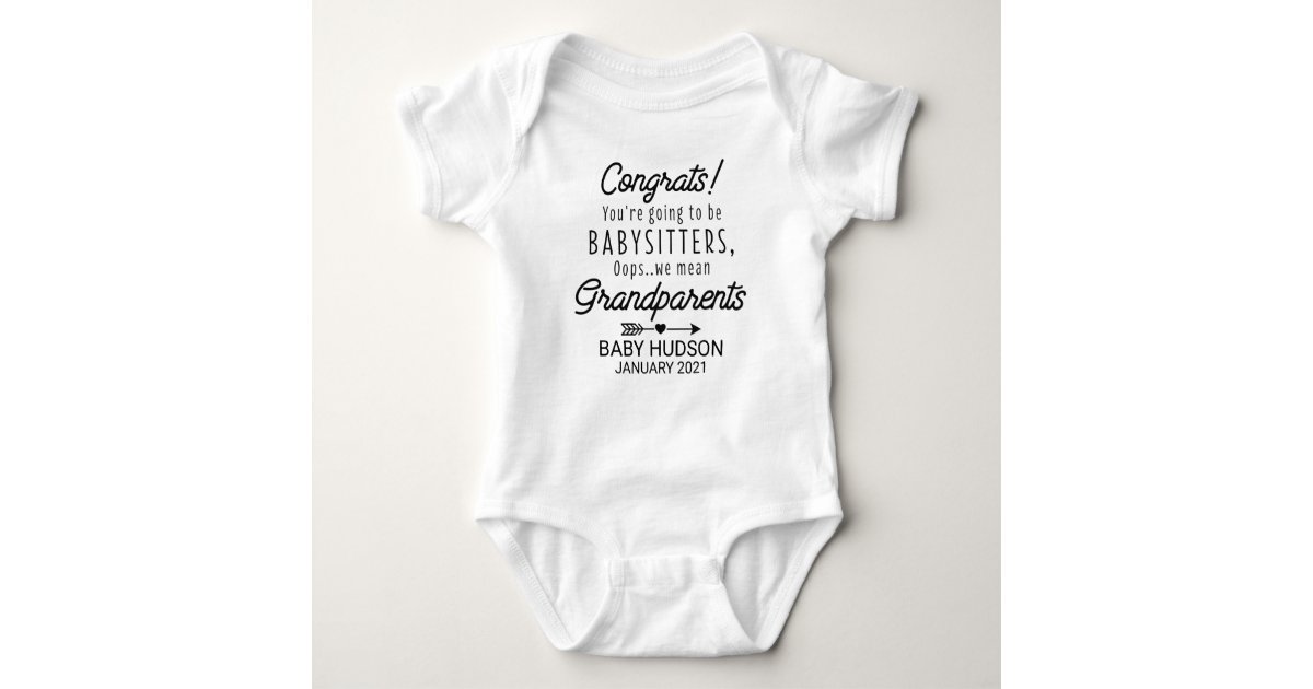 Funny Pregnancy Announcement for Grandparents Baby Bodysuit