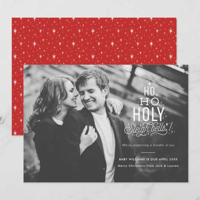 Funny Pregnancy Announcement Holiday Card (Front/Back)