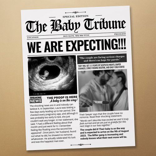 Funny Pregnancy Announcement Newspaper with Photo