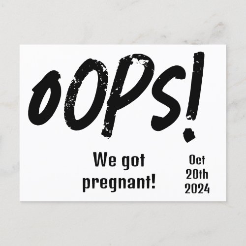 Funny pregnancy announcement  postcard