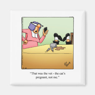 Funny Pregnant Cat Humor Magnet