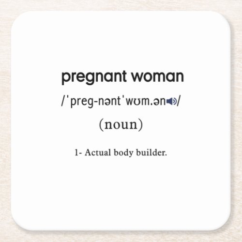 funny pregnant woman definition square paper coaster