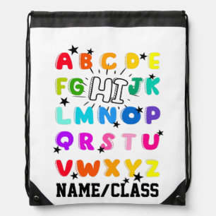 Funny PreK Kindergarten Hi Alphabet Back To School Drawstring Bag