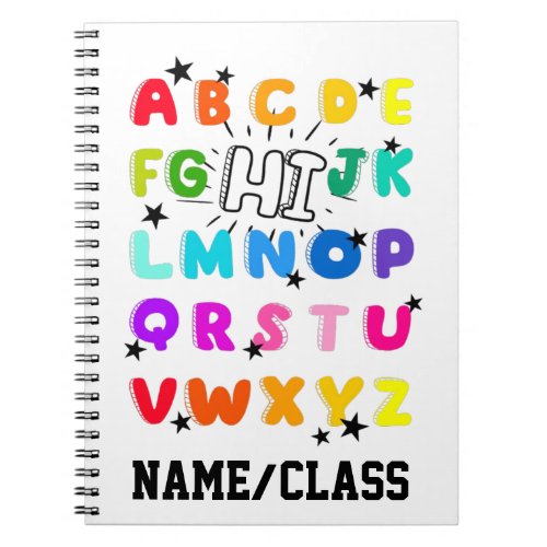 Funny PreK Kindergarten Hi Alphabet Back To School Notebook