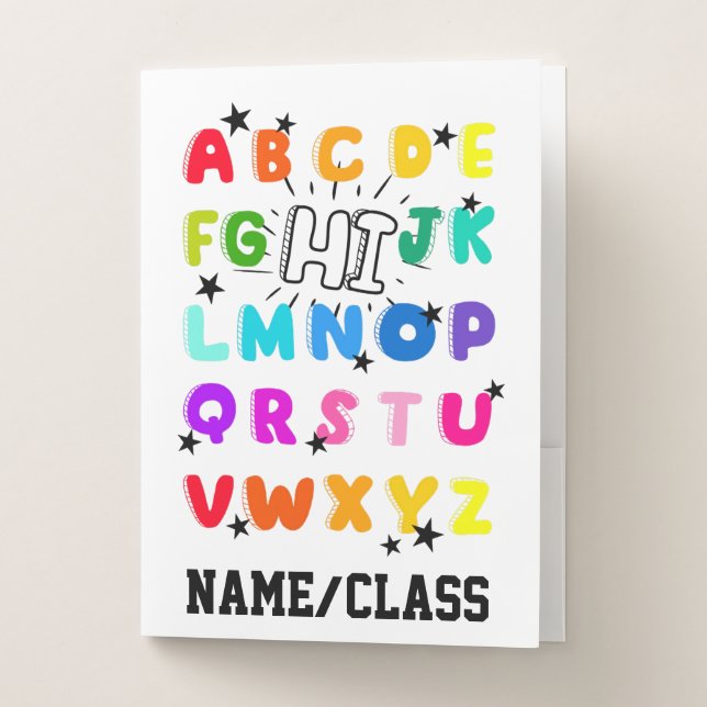 Funny PreK Kindergarten Hi Alphabet Back To School Pocket Folder (Front)