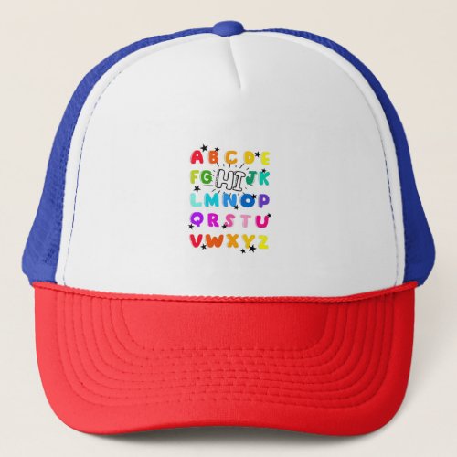 Funny PreK Kindergarten Hi Alphabet Back To School Trucker Hat