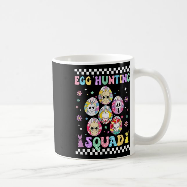 Funny Prepare To Groovy Dye Horror Egg Hunting Squ Coffee Mug (Right)