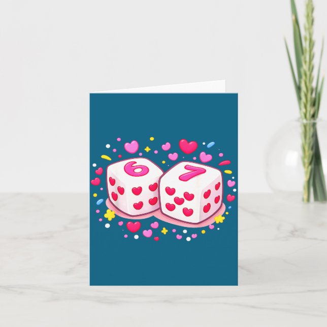 Funny Preppy 67 Valentine Six Seven Dice 6 7 Women Card (Front)