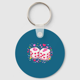 Funny Preppy 67 Valentine Six Seven Dice 6 7 Women Keychain