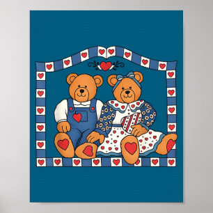 Funny Preppy 90s Frame Teddy Bear Poster
