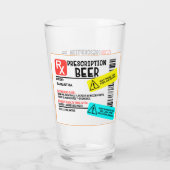 Funny Prescription Beer Warning Label Personalized Glass (Back)
