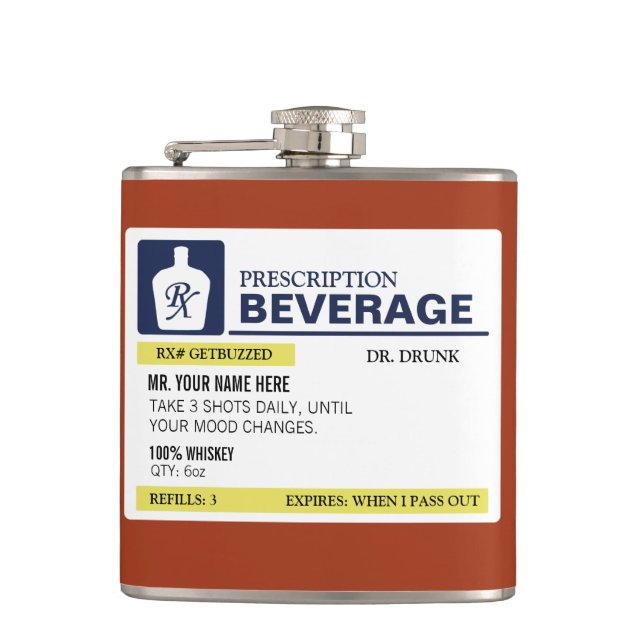 Funny Prescription Beverage Flask (Front)