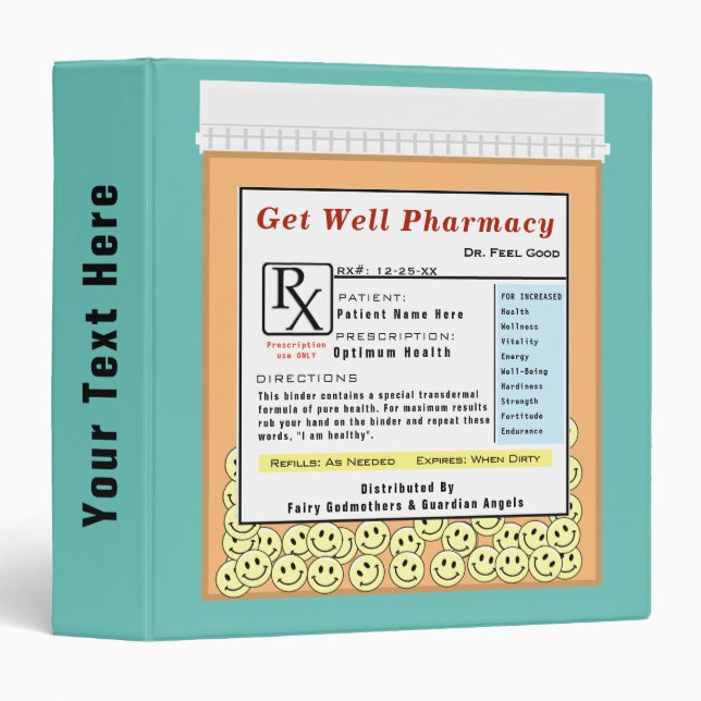 Funny Prescription for Health Binder (Front/Spine)