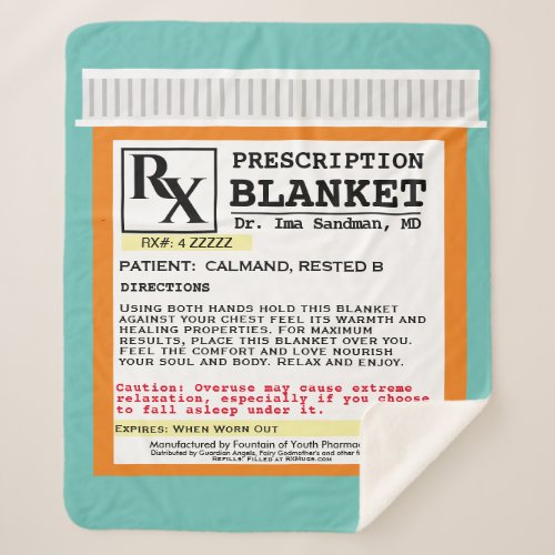 Funny Prescription Get Well  Sherpa Blanket