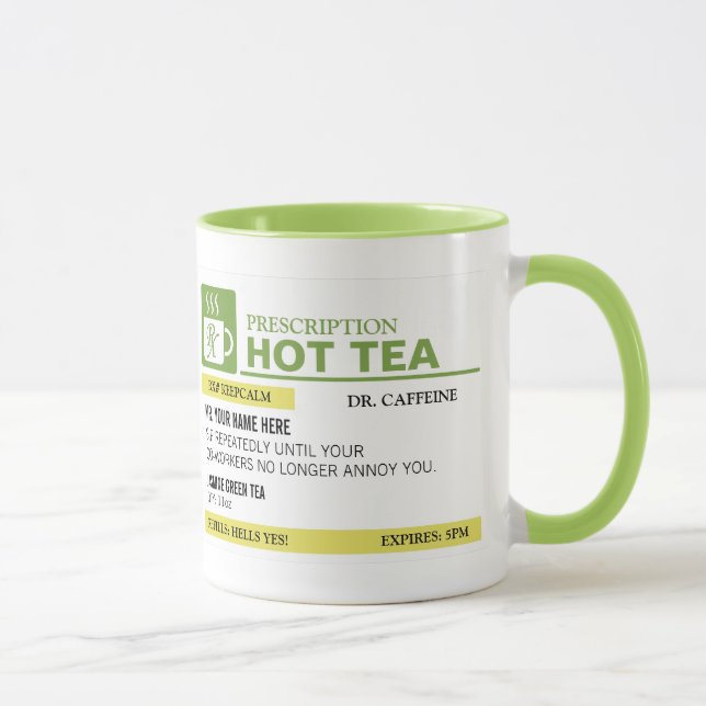 Funny Prescription Hot Tea - Lime Green Mug (Right)