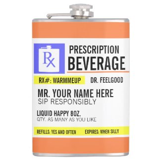 Funny Prescription Label 8 oz. Beverage Flask