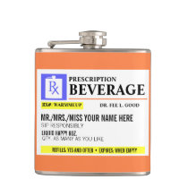 Funny Prescription Label Beverage Flask Funny Prescription Label Beverage Flask