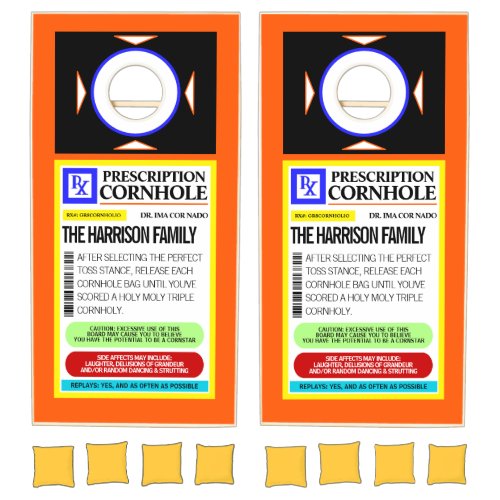 Funny Prescription Label Custom Cornhole Set