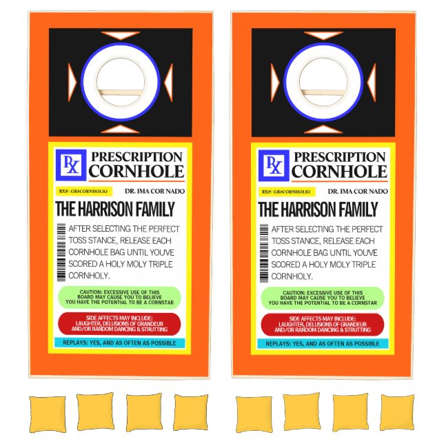 Funny Prescription Label Custom Cornhole Set (Set)