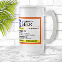 Funny Prescription Label Frosted Beer Mug