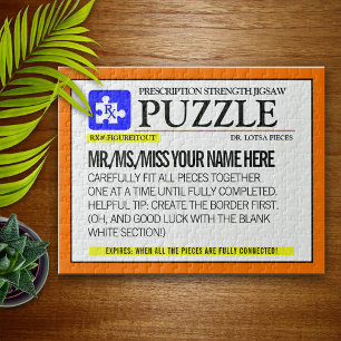 Funny Prescription Label Personalized Jigsaw Puzzle