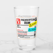 Funny Prescription Rum Warning Label Personalized  Glass (Back)