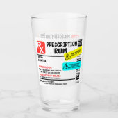 Funny Prescription Rum Warning Label Personalized  Glass (Front)