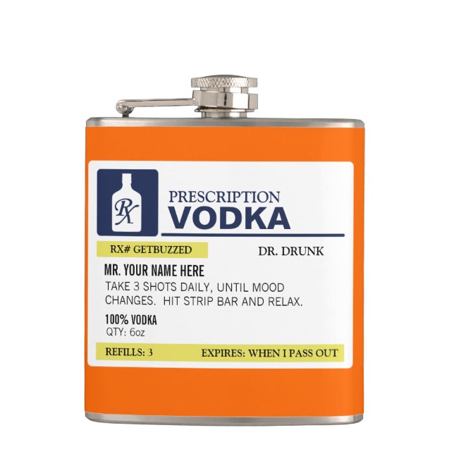 Funny Prescription Vodka Flask (Front)