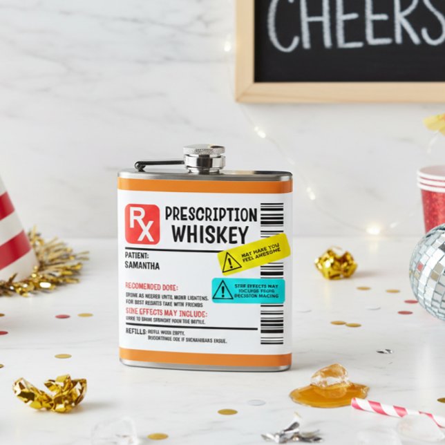 Funny Prescription Whiskey Custom Warning Label  Flask (Creator Uploaded)
