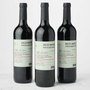 Funny Prescription Wine Label Red White Rose Vinyl