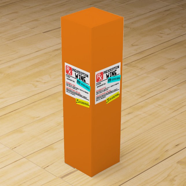 Funny Prescription Wine Warning Label Personalized Wine Box (Front)